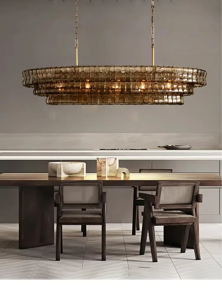 Vintage oval glass dining chandelier French style
