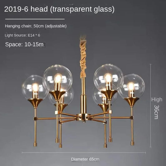 Designer gold globe ceiling light smoked glass