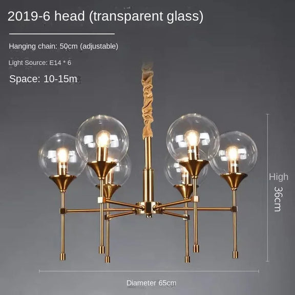 Designer gold globe ceiling light smoked glass