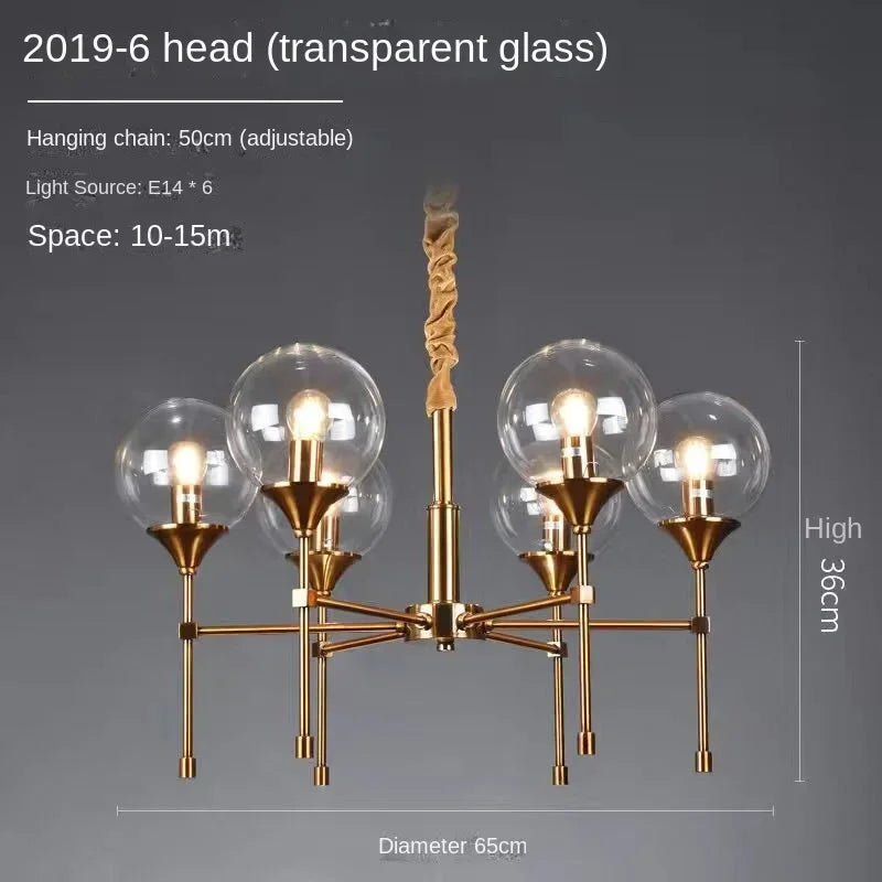 Designer gold globe ceiling light smoked glass