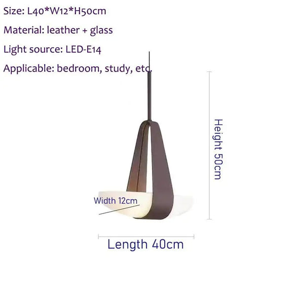 Minimalist leather and glass pendant light dining room