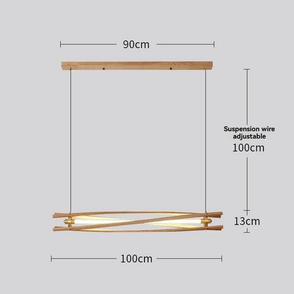 Minimalist walnut linear chandelier warm light