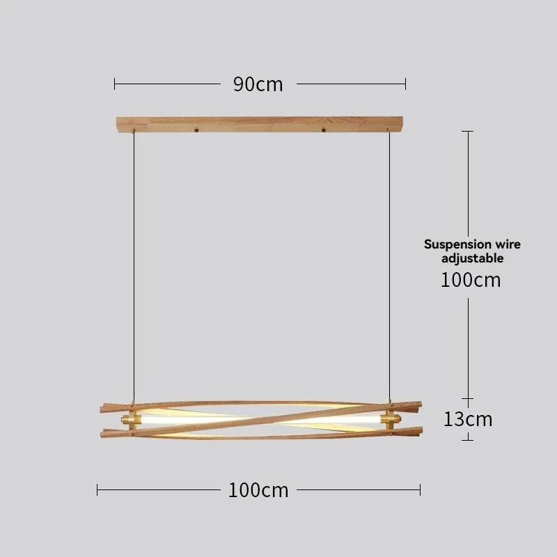 Minimalist walnut linear chandelier warm light