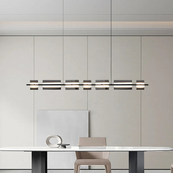 Contemporary dining room lighting with copper glass fixture