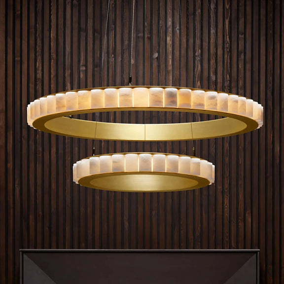 Circular LED onyx chandelier luxury interior decor