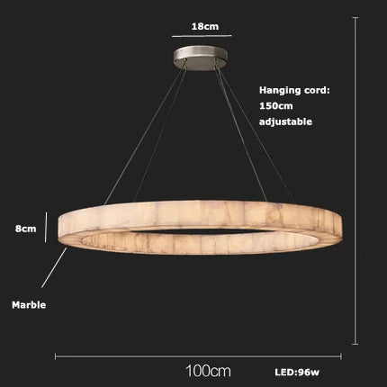 Dimmable marble LED circular chandelier multiple sizes