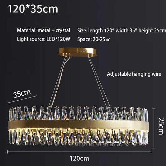 Luxury K9 crystal ring pendant light dining room