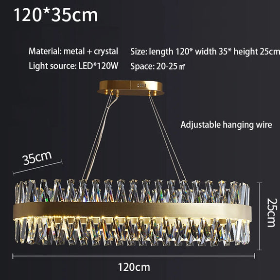Luxury K9 crystal ring pendant light dining room