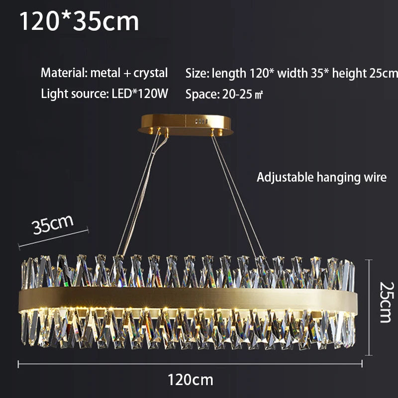 Luxury K9 crystal ring pendant light dining room