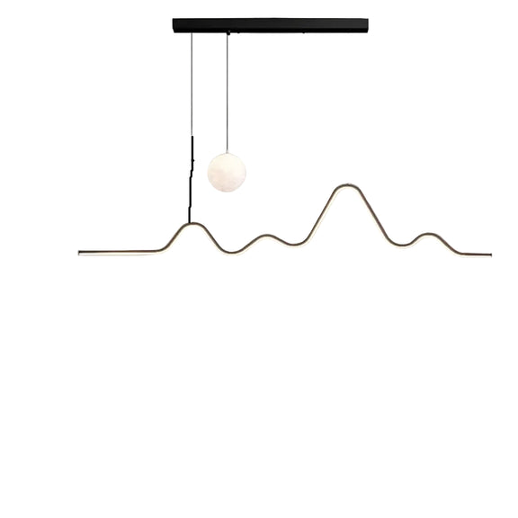 white wave form LED pendant modern living room