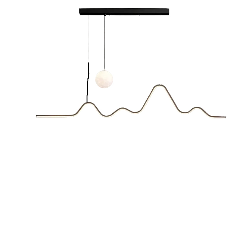 white wave form LED pendant modern living room