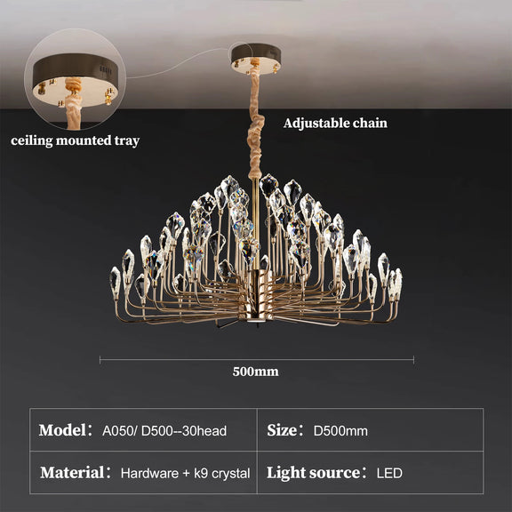 Modern gold crystal chandelier ceiling light