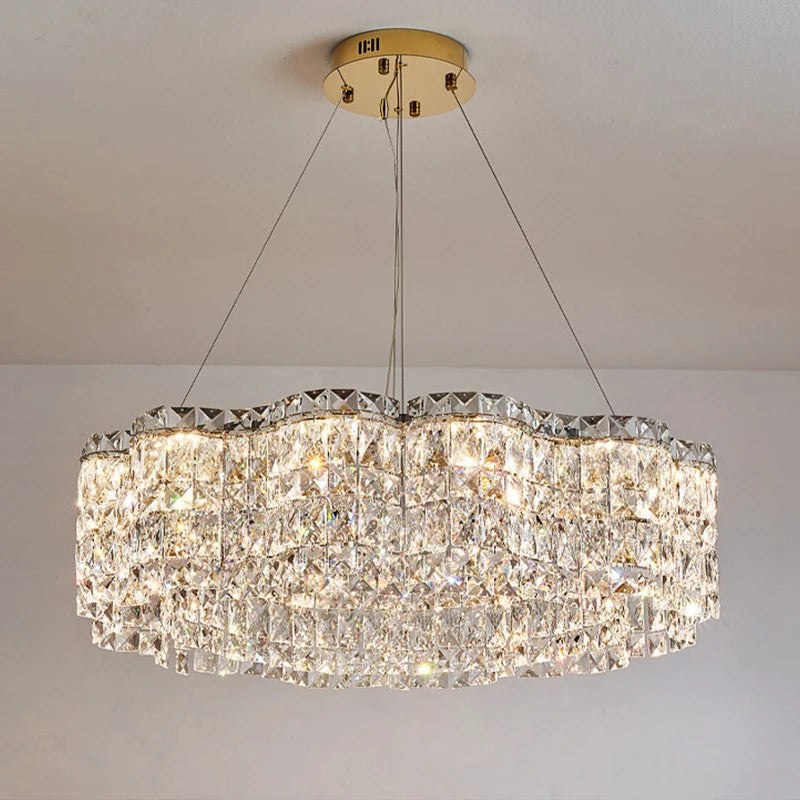 Wave crystal LED chandelier modern dining room