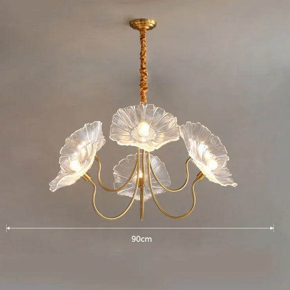 Red glass petal chandelier with LED bulbs