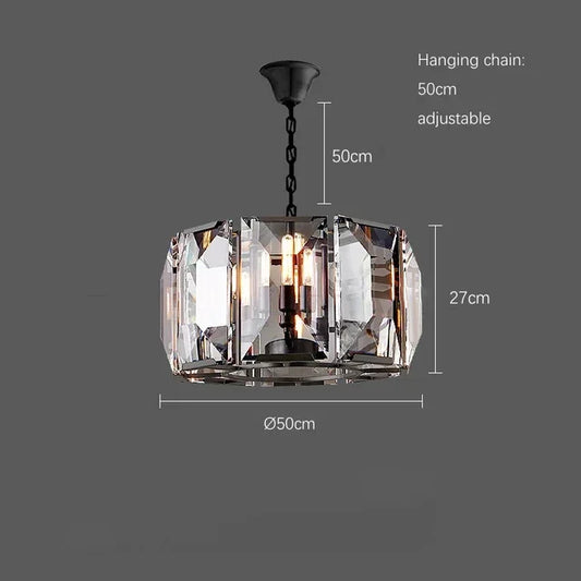 Modern faceted crystal chandelier in black finish