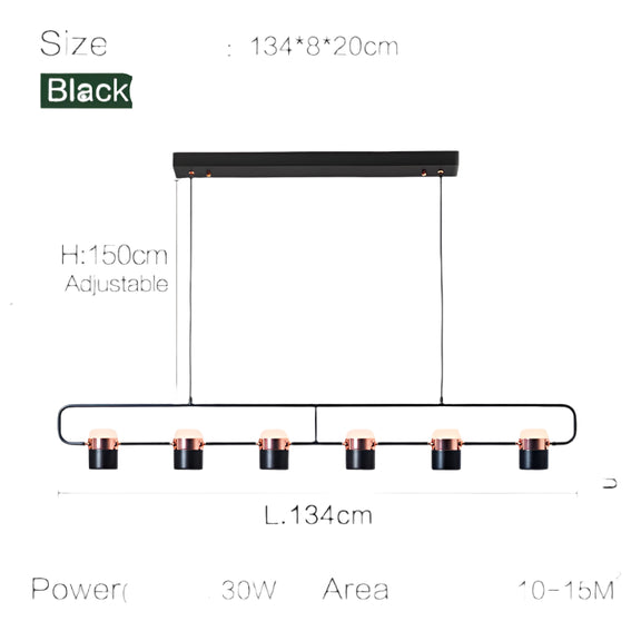 White multi-head linear LED chandelier for dining table