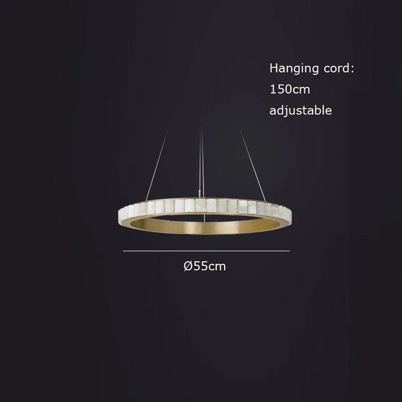 Close-up of diffused onyx-style chandelier lighting