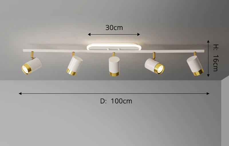 Contemporary black gold spotlight chandelier interior