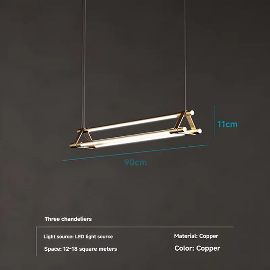 Modern copper strip pendant light kitchen island