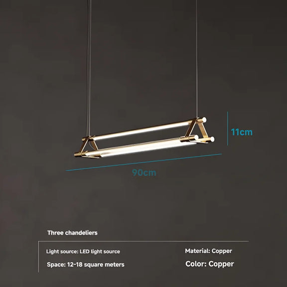 Modern copper strip pendant light kitchen island