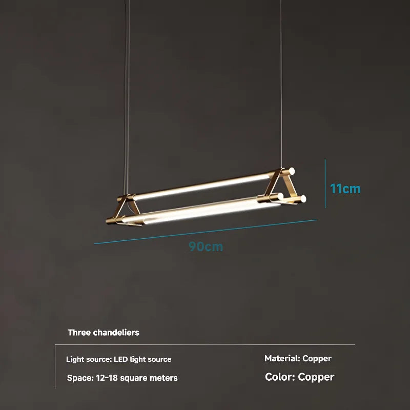 Modern copper strip pendant light kitchen island