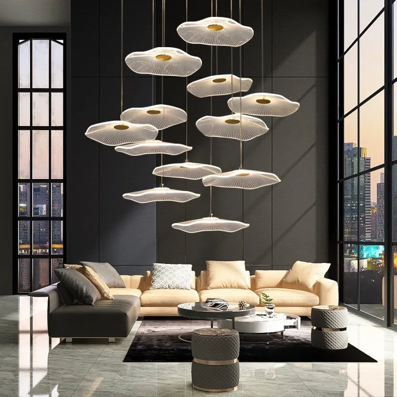 Nordic lotus leaf LED chandelier luxury interior