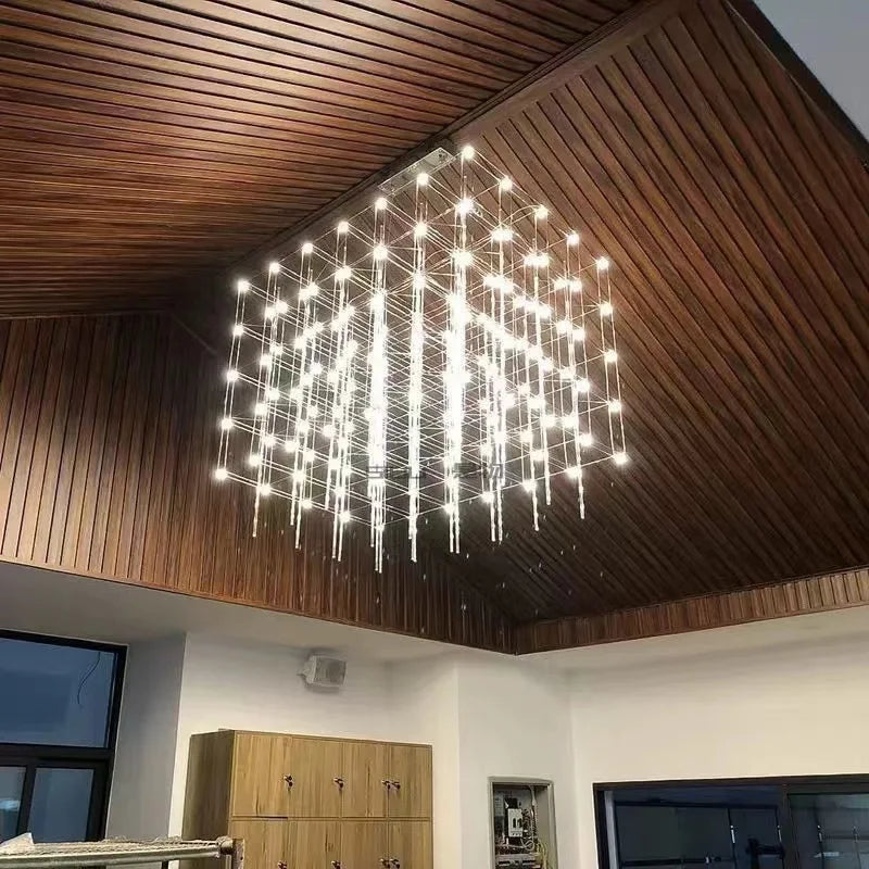 LED rectangular pendant with warm light