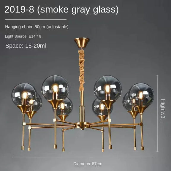 Luxury gold globe chandelier contemporary interior