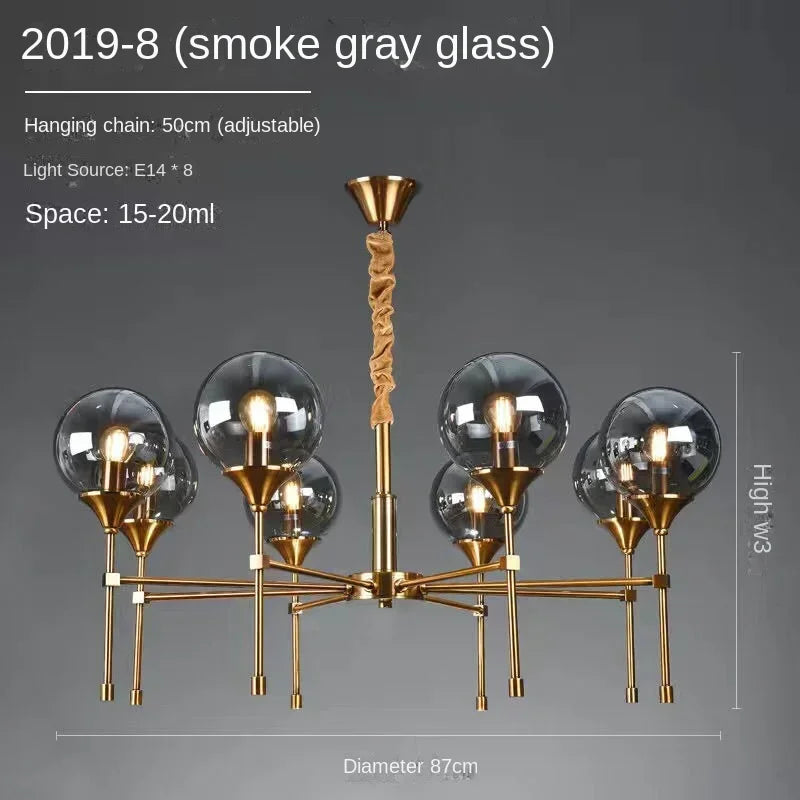 Luxury gold globe chandelier contemporary interior