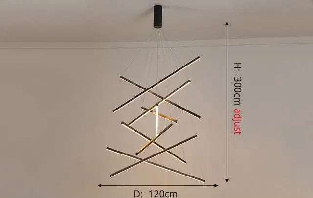 Minimalist linear LED chandelier for high ceilings