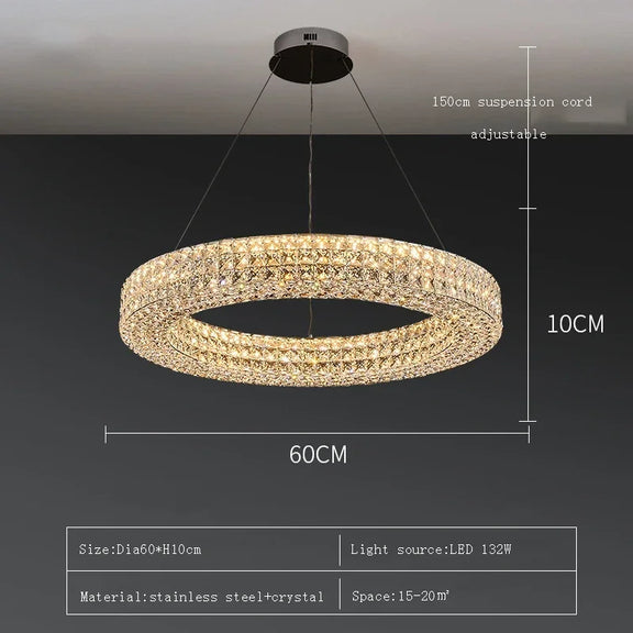 Close-up of faceted crystal ring lighting design