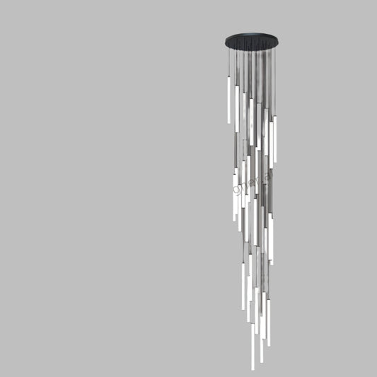 Luxury vertical tube LED chandelier double height ceiling