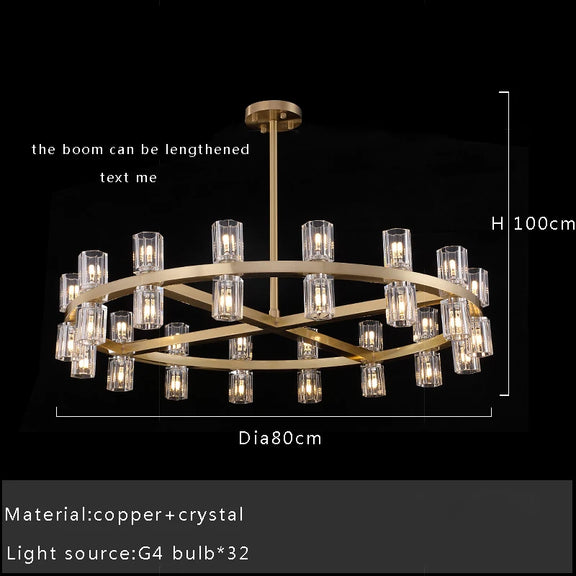 Designer gold ring chandelier crystal glass lighting