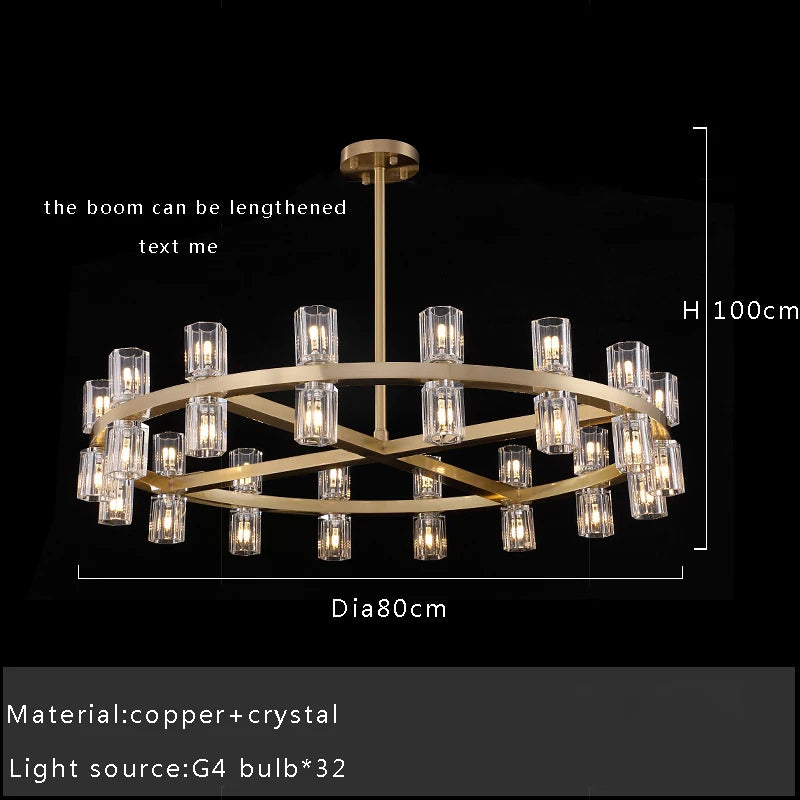 Designer gold ring chandelier crystal glass lighting