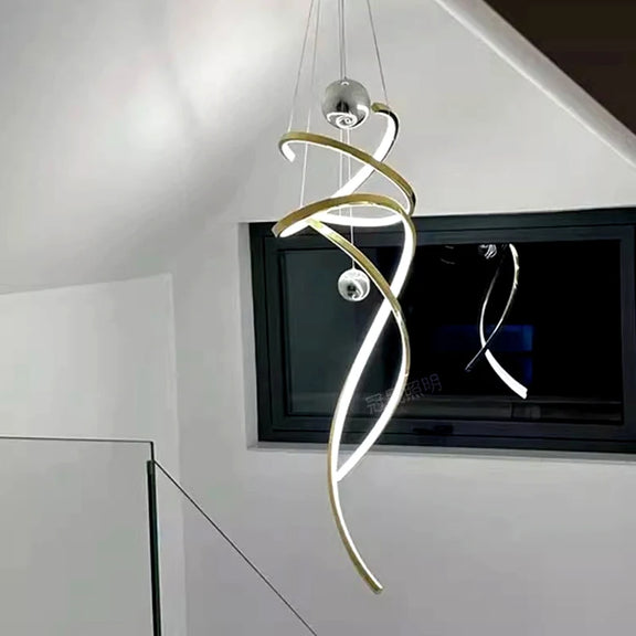 Modern spiral pendant light gold alloy design