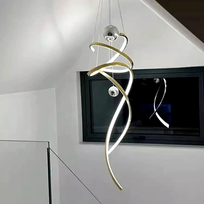 Modern spiral pendant light gold alloy design