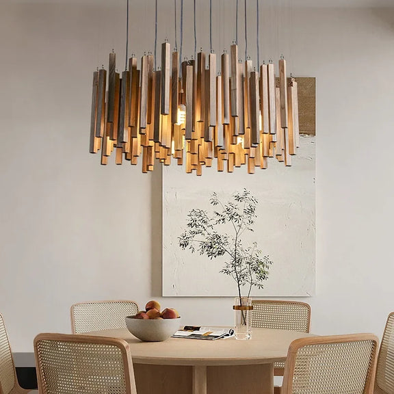 Japanese solid wood meteor rain chandelier dining room
