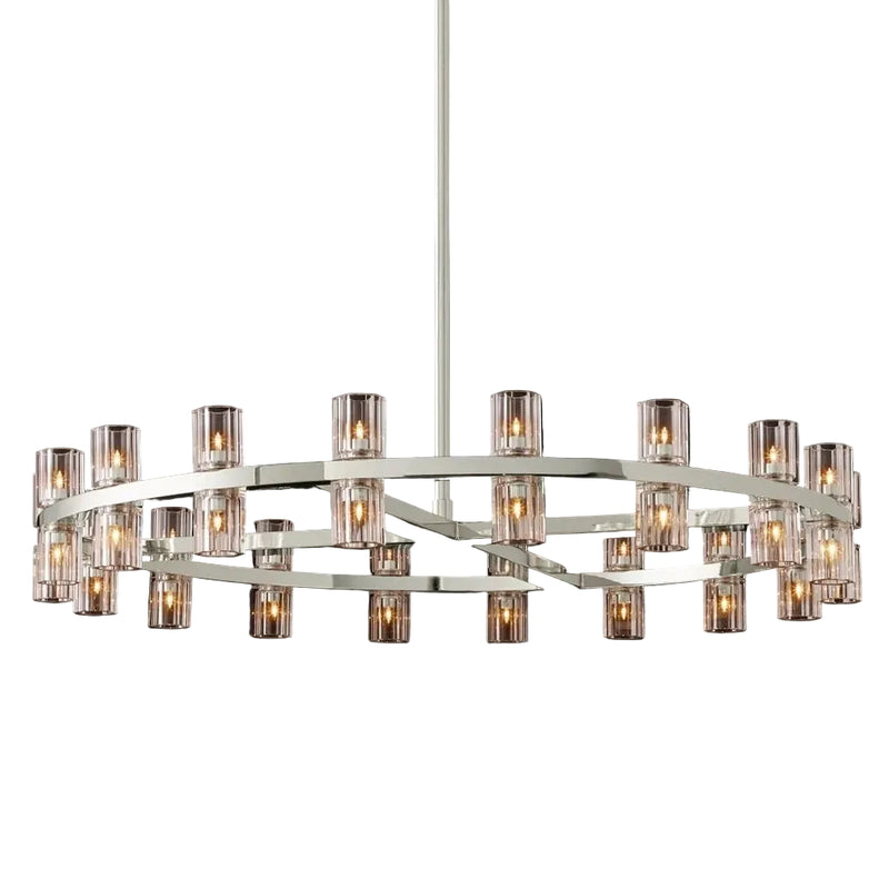 Modern circular LED chandelier with clear crystal covers