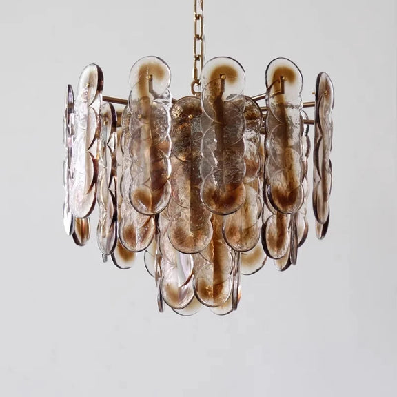 Gold and amber glass chandelier ceiling light interior decor