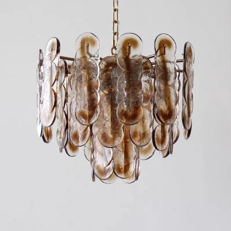 Gold and amber glass chandelier ceiling light interior decor