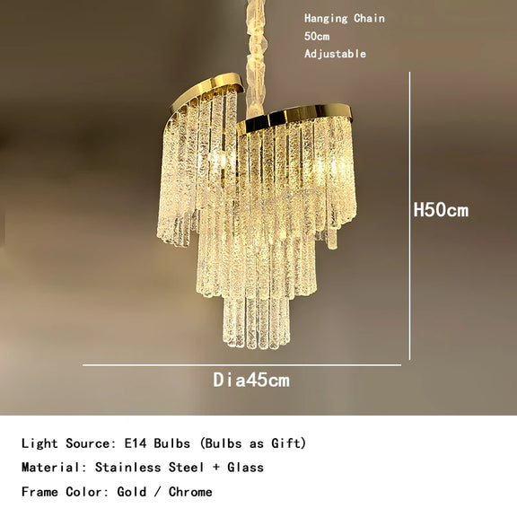 Spiral icicle glass chandelier LED for living room