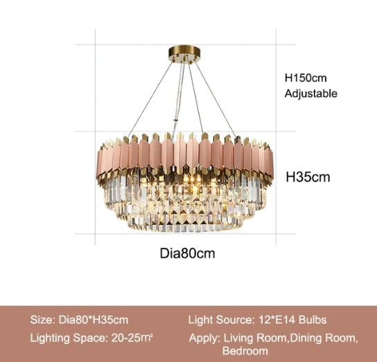 Elegant pink crystal decorative flush mount lighting