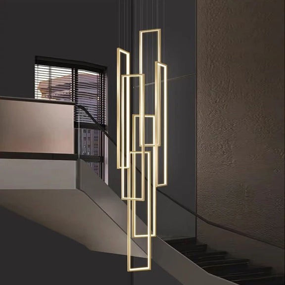 Modern LED staircase vertical chandelier gold