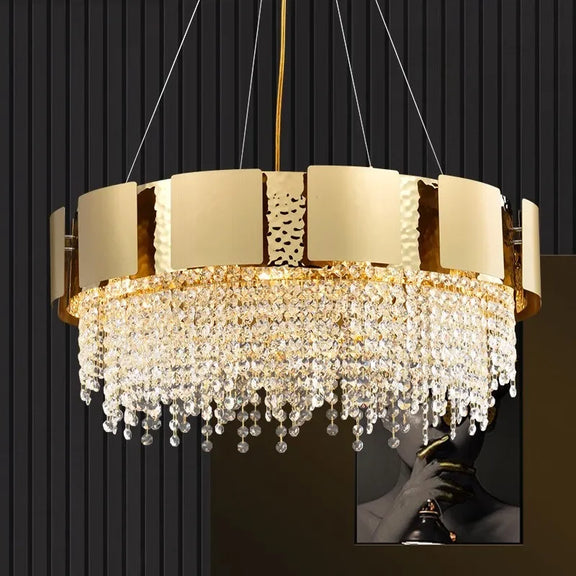 Tiered crystal ceiling light for dining room