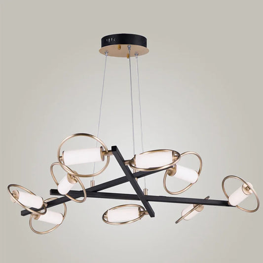 Modern geometric ring beam pendant light dining room