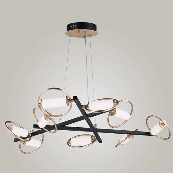 Modern geometric ring beam pendant light dining room