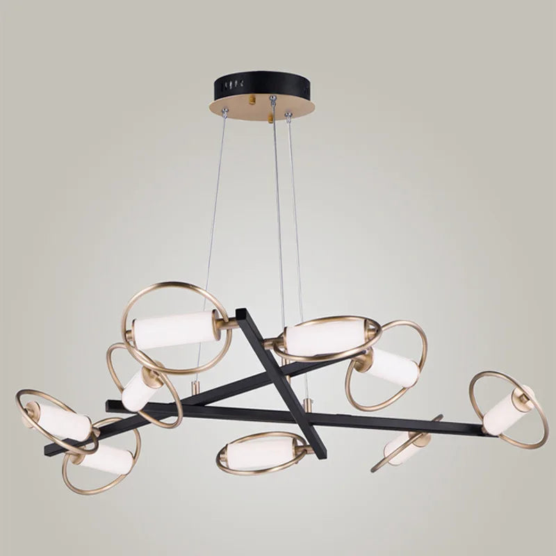 Modern geometric ring beam pendant light dining room