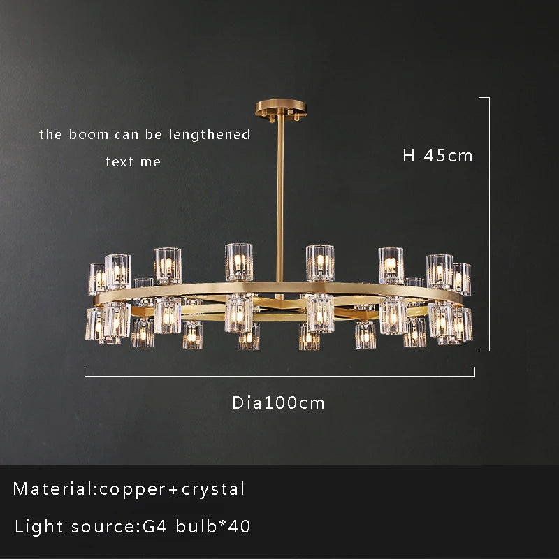 Modern brass crystal chandelier statement ceiling light