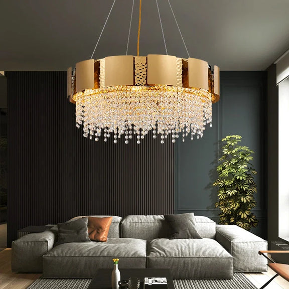 Modern gold statement chandelier hanging