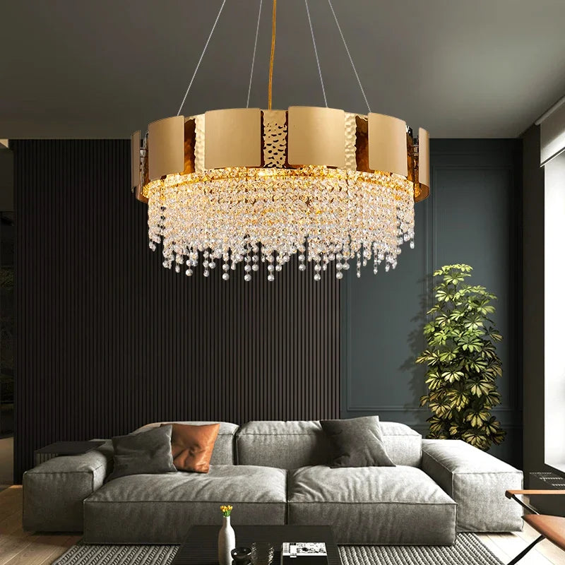 Modern gold statement chandelier hanging
